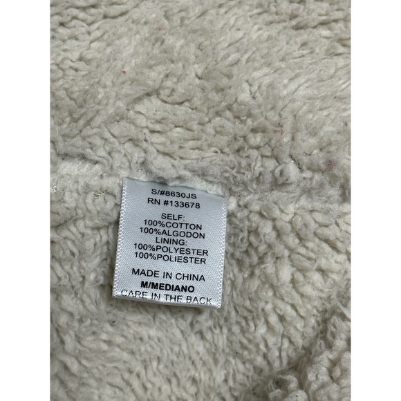 Women’s Medium Love Tree Floral Embroidered Sherpa Lined Denim Jean Jacket - Picture 2 of 3